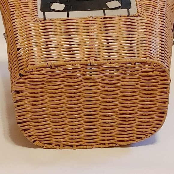 Woven Plastic Bike Basket- Front D-Shaped Bike Bicycle Basket Handlebar Storage - Picture 6 of 7